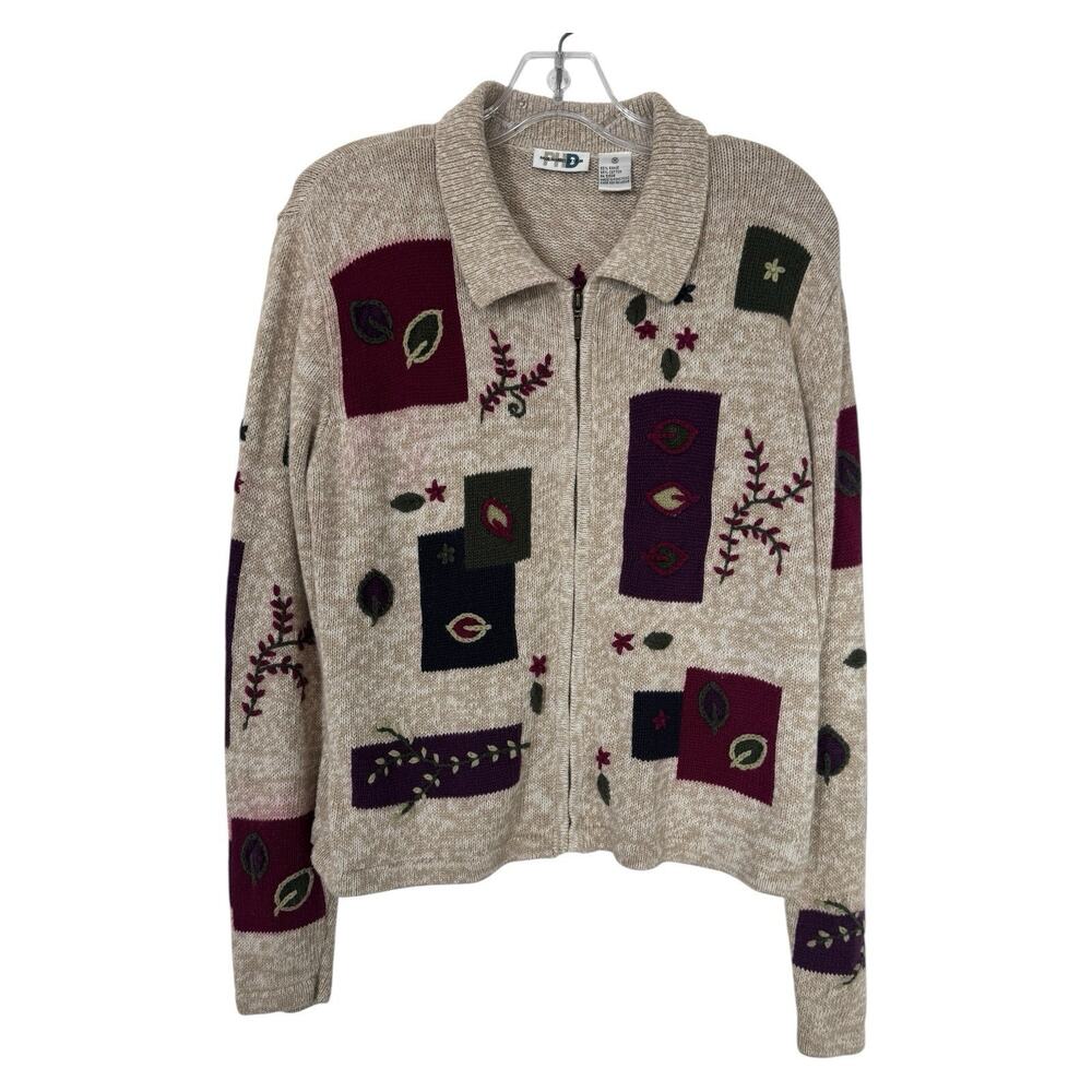 Vintage Patchwork Embroidered Cardigan M Eclectic Embroidered
